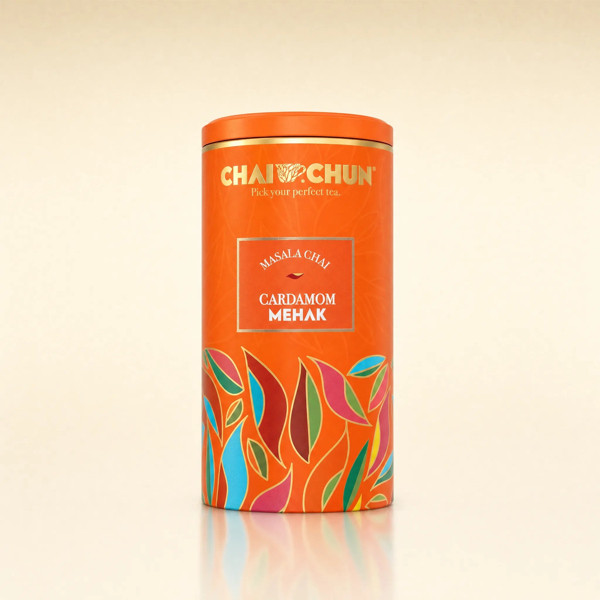 ChaiChun Cardamom Tea presented in an elegant tin caddy that preserves freshness.